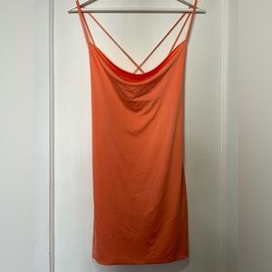 New, Forever 21 Coral Open Back Lightweight Mini Slip Dress. Size Small